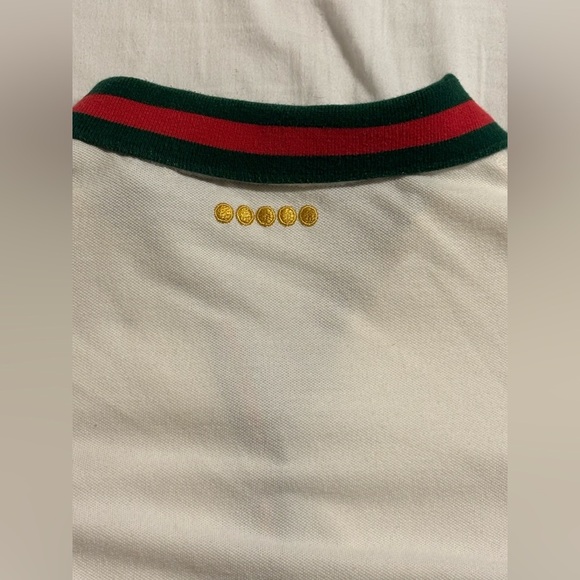 COOGI white polo, red and green stripe gold size large Y2K vintage - Picture 7 of 10